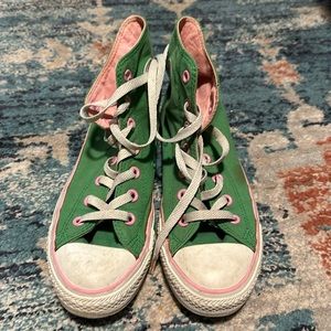 Converse High Tops Green and Pink Sz 8